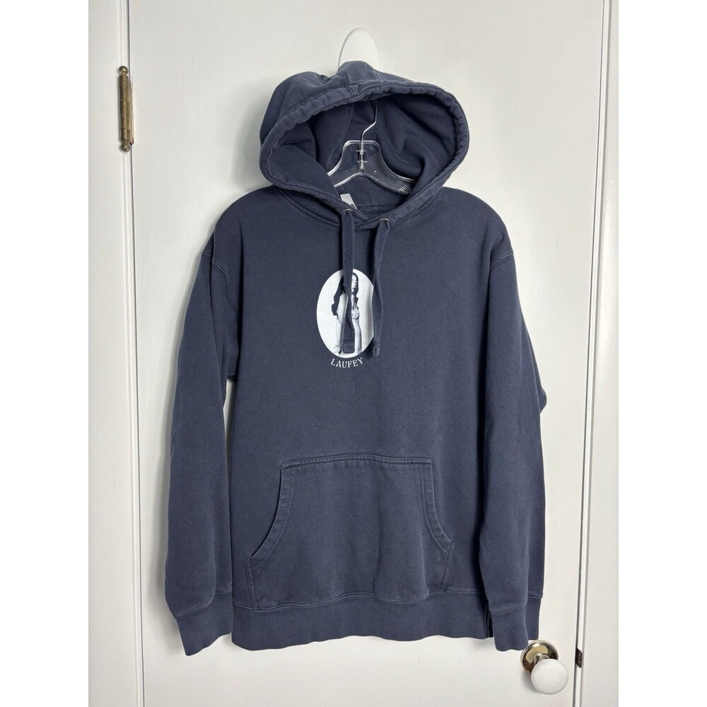 Laufey Hoodie Mens Medium Navy Blue The Goddess Tour 2024 Pullover Graphic Music